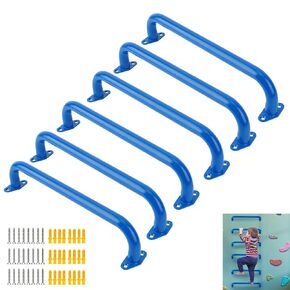Bijun17 Inch Metal Playground Handles ، أقانات Monkey Indoor Indoor Safety Safety Bars للملاعب الداخلية في الهواء الطلق تتسلق إطارات وديارات الأشجار وسلالم الجدران (مجموعة زرقاء من 6)