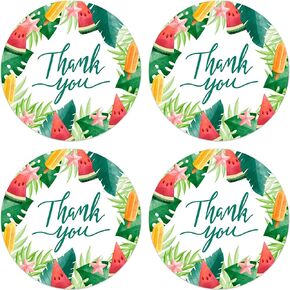 2 Inch Round Summer Thank You Stickers, Summer Tropical Palm Leaves Thank You Sticker Labels for Envelope Seals Gift Greeting Card Small Business Aloha Hawaiian Luau Party, 200 PCS