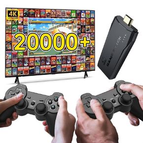 Retro Gaming Console: Retro Game Stick, Wireless Game Stick, Game Stick 4k,20000+ Retro Games, TV-Connectable Game Console(Pitch Black)