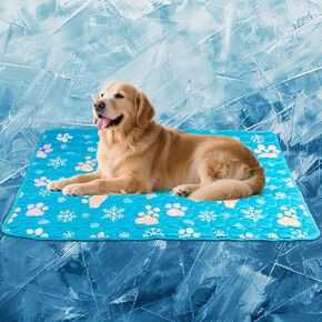 Cooling Mat for Dogs Large, 39'' x 28''Arc-Chill Ice Silk Chill Pads for Large Dogs Summer Reusable Pet Cats Pets in Summer Keep Cool,Washable,Non-Slip&Foldable Blanket (Blue)