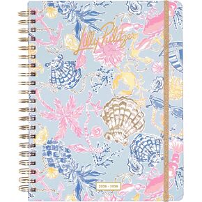 Lilly Pulitzer Jumbo Daily Planner August 2025 - December 2026, Weekly and Monthly Agenda with Stickers, Pockets, and Spiral Binding (Island Garden)