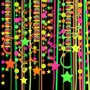110feet UV Round Dot Paper Neon Garland Streamers Black Light Neon Decorations for Dark Glow Party UV Reactive Glow in The Dark Party Supplies Wedding Birthday Banner Decoration