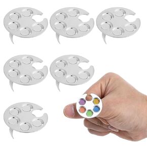 6 Pack Mini Nail Paint Art Palette Nail Rings Palette Metal Mini Manicure Palettes Finger Rings Tools Nails Polish Mixing Plate, Gel Palettes Manicure for Nails Art Display