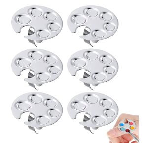 6Pcs Nail Polish Palette Ring, ValueBargain Stainless Steel Manicure Tools Portable Makeup Palettes, Easy Makeup Application and Manicure Art in a Portable Design