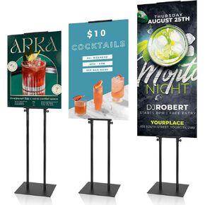 Poster Board Stand for Display, Sign Holder Stand with Heavy Duty Pedestal Poster Stand, Adjustable Banner Stand, Height Up to 80 inch, Double-Sided Foam Board Stand for Business Advertising (2 Pack)