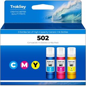 502 Ink Bottle Color Combo Pack ET-2760 ET-2850 ET-4760 ET-3850 Replacement for Epson 502 Ink Refill Bottle Color for Ecotank ET-4850 2760 ET-3760 ET-4760 ET2850 ET3850 Printer