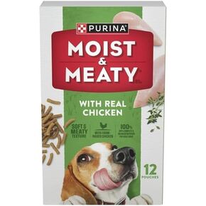 Dry Dog Food, High Protein Real Chicken, 6 Oz Pouch (12 Pack), 100 Percent Complete and Balanced Adult Dog Food Pouch, No Mess Meals