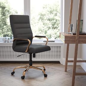 EMMA + OLIVER High Back White LeatherSoft Executive Swivel Office Chair with Chrome Frame/Arms