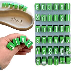 Alphabet Stamps for Clay Pottery, Polymer Clay,Uppercase and Lowercase Alphabet Number Symbols Small Press Fondant Embosser DIY Cookie Stamps Creative Gift for A (Capital Letter)