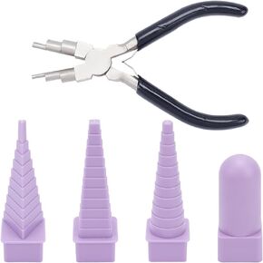 PH PandaHall 1pc Bail Making Pliers 6-in-1 Nose Pliers 5.9" Jewelry Pliers with 1 Set Jewelry Forming Mandrel Round Triangle Square Wrapping Tools for Jump Rings Loop Wire Wrapping Jewelry Making