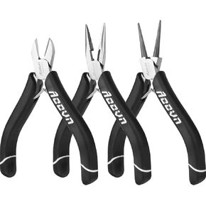 Jewelry Pliers Sets,Professional 3-Piece Mini Wire Plier,Jewelers Making Tools Kit for Beading Crafting, Crimping, Cutting, Repair, Wrapping for Adults Starter