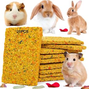 Rabbit Toys 10pcs Crispy Bunny Chew Treat Guinea Pig Timothy Hay Chips Compressed Hamster Molar Snack for Grinding Teeth Nutritional Chinchillas Food Dental Squirrel Gerbil Rat Chipmunk Pet