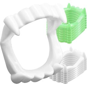 24 PCS Plastic Vampire Fangs Fangs-12 Glow-in-Dark و 12 White Vampire Teath ، ودعائم أزياء عيد الهالوين ، ومستلزمات الحفلات والخداع أو الملحقات