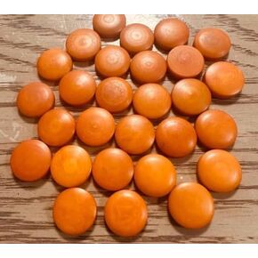 Round Beads of tagua in Orange Color. 25 Undrilled Beads. Round, Coin Shape Beads. Size: 2 cm. Approx. Jewelry Making Supplies from Colombia