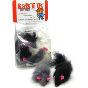 Fur Mouse Cat Toy - 5 Pak - Long Hair Mixed Colors