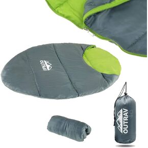Outrav Dog Sleeping Bag, Extra Durable Waterproof Pet Bed Mat, Portable Camping Dog Bed with Stuff Sack, 48x36x15 inches, Green