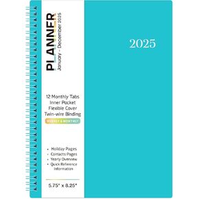 Academic Planner 2025-2026 - 2025-2026 Planner, July 2025 - June 2026, 6.3" x 8.4", Weekly & Monthly, Colorful Tabs, PP Cover, A5 Thick Paper, Twin-Wire Binding - Black