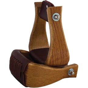 HILASON 4in Oak Wood Bell Stirrups 4IN