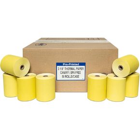 3-1/8" x 230' Colored Thermal Paper Rolls (Yellow)