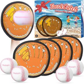 Toss and Catch Ball Outdoor Games: Kids Baseball Glove Toys for Sports & Outdoor Play - Outside Beach/Yard/Camping Games for Family - Birthday Gift for Boys Ages 3-12 (Upgraded 4-Pack)