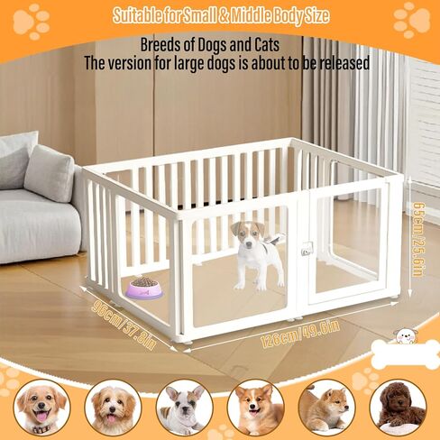 Dog Fence Pet Playpen, Clear Acrylic Plastic Dog Playpen, Easy to Install and Remove Kennel Playpen, Suitable for Dogs, Cats, Rabbits, Indoor with Transparent Panels in Saudi Arabia