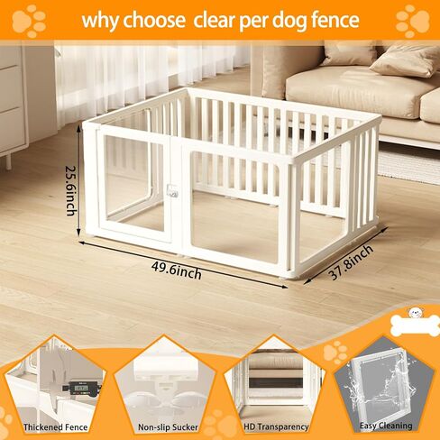 Dog Fence Pet Playpen, Clear Acrylic Plastic Dog Playpen, Easy to Install and Remove Kennel Playpen, Suitable for Dogs, Cats, Rabbits, Indoor with Transparent Panels in Saudi Arabia