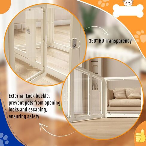 Dog Fence Pet Playpen, Clear Acrylic Plastic Dog Playpen, Easy to Install and Remove Kennel Playpen, Suitable for Dogs, Cats, Rabbits, Indoor with Transparent Panels in Saudi Arabia