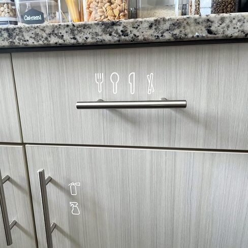 Kitchen Cabinet Label Decals, 34 pcs Decal Set, Kitchen Organization, Kitchen Labels, Waterproof and Removable (White) in Saudi Arabia