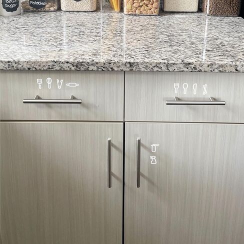 Kitchen Cabinet Label Decals, 34 pcs Decal Set, Kitchen Organization, Kitchen Labels, Waterproof and Removable (White) in Saudi Arabia