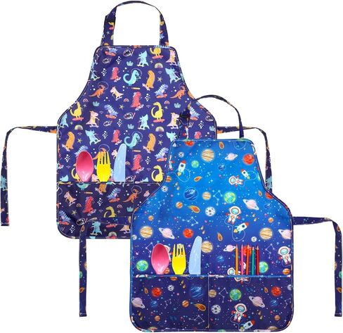 Xtinmee 2 PCS Kids Apons with Mobicets Trapplable Strap for Girls Boys Painting Cooking Baking Art in Saudi Arabia