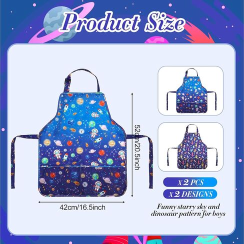 Xtinmee 2 PCS Kids Apons with Mobicets Trapplable Strap for Girls Boys Painting Cooking Baking Art in Saudi Arabia
