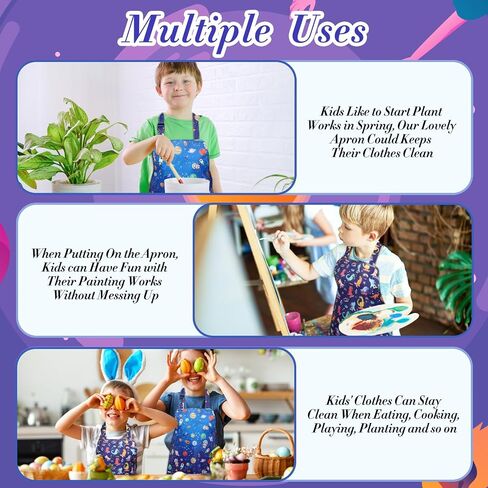 Xtinmee 2 PCS Kids Apons with Mobicets Trapplable Strap for Girls Boys Painting Cooking Baking Art in Saudi Arabia