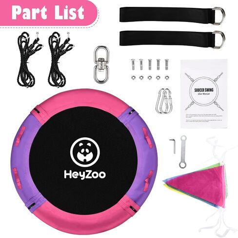 Tree Swing, 43 Inch Saucer Swing Sets for Kids, Come with 360 Degree Swivel and Adjustable Hanging Strap, Pink and Purple in Saudi Arabia