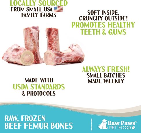 Raw Paws Marrow Bones for Dogs Small - 2-Inch (24-Count) - Frozen Dog Bones Made in USA - Raw Frozen for Dogs - Raw Meaty Dog Bone for Small Breed, Whole Marrow Bone in Kuwait