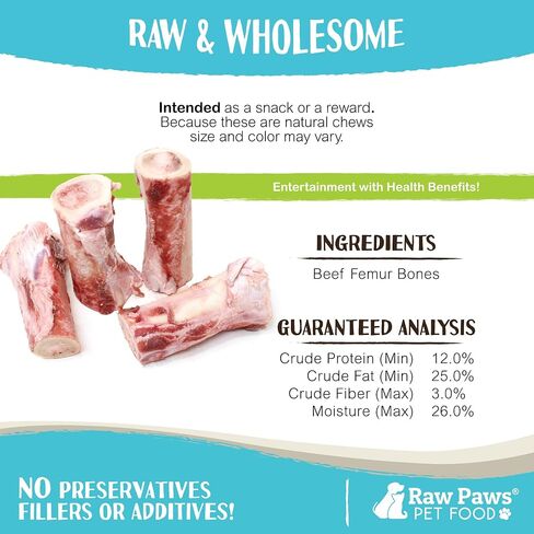 Raw Paws Marrow Bones for Dogs Small - 2-Inch (24-Count) - Frozen Dog Bones Made in USA - Raw Frozen for Dogs - Raw Meaty Dog Bone for Small Breed, Whole Marrow Bone in Kuwait