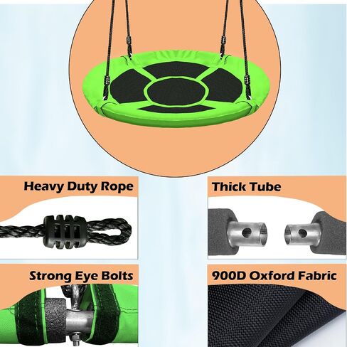 40 Inch Green Saucer Tree Swing Set for Kids Adults 500lb Weight Capacity Waterproof Flying Swing Seat Outdoor Playground, Backyard in Saudi Arabia