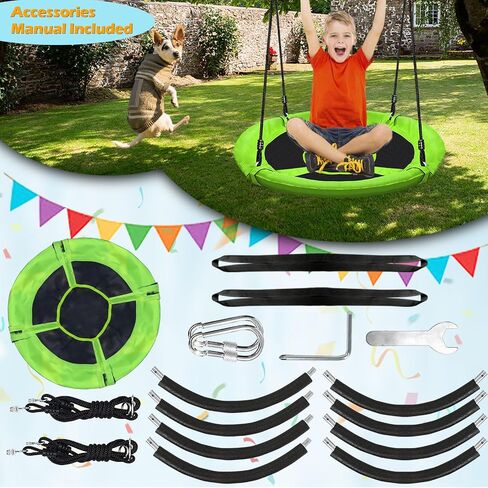 40 Inch Green Saucer Tree Swing Set for Kids Adults 500lb Weight Capacity Waterproof Flying Swing Seat Outdoor Playground, Backyard in Saudi Arabia