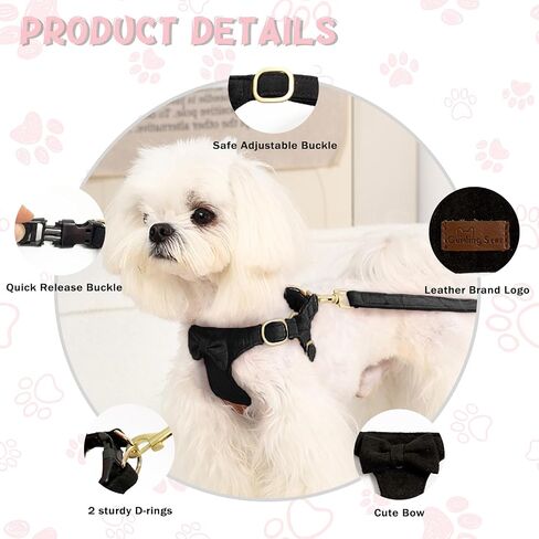 Guiding Star Puppy Harness and Leash Set, No Pull Lightweight Soft Adjustable Escape Proof Pet Harness Vest with Multifunction Dog Leash for Puppy Small Size Dog (Pink-XXS) in Kuwait
