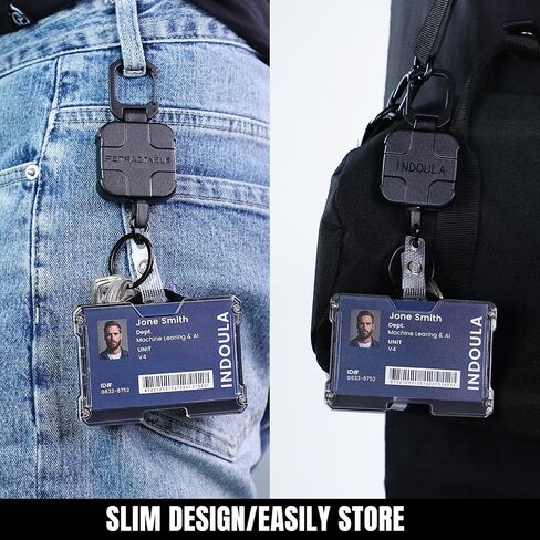 حامل شارة أفقي قابل للسحب ، حامل بطاقة الهوية مع بكرة قابلة للسحب 31.5 بوصة و 4 بطاقات (حزمة واحدة ، أسود). in Kuwait