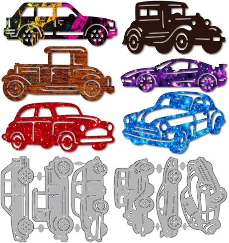 Mayjoydiy 6 Styles Car Die Cuts لتصنيع البطاقات سيارات سيارات سيارات السيدان التي تقطع القطع المعدنية يموت السيارات الرياضية سيارات رجعية الورق الورق Crack Cuts Stencil in Kuwait