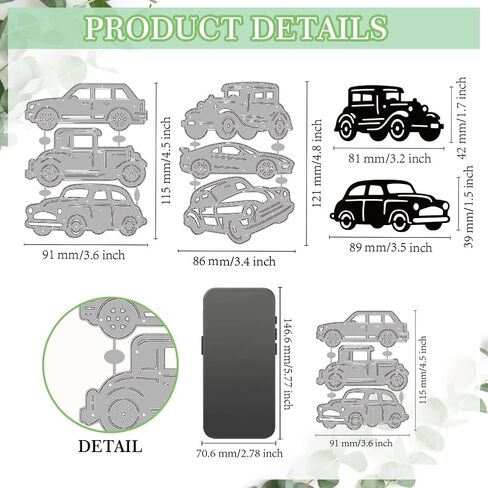 Mayjoydiy 6 Styles Car Die Cuts لتصنيع البطاقات سيارات سيارات سيارات السيدان التي تقطع القطع المعدنية يموت السيارات الرياضية سيارات رجعية الورق الورق Crack Cuts Stencil in Kuwait