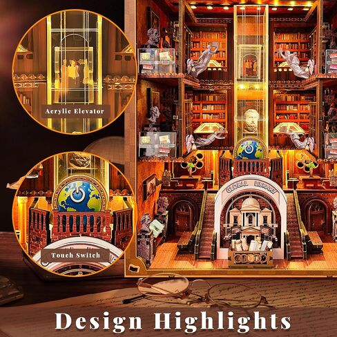 Book Nook Kit - DIY Miniature Dollhouse with LED Lights for Adults & Teens, Fantasy Tarot-Themed 3D Wooden Bookshelf Decor, for Craft Lovers in Saudi Arabia