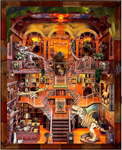 Book Nook Kit - DIY Miniature Dollhouse with LED Lights for Adults & Teens, Fantasy Tarot-Themed 3D Wooden Bookshelf Decor, for Craft Lovers in Saudi Arabia