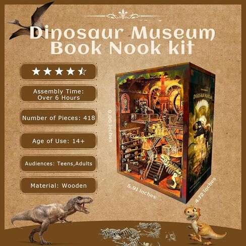 Book Nook Kit - DIY Miniature Dollhouse with LED Lights for Adults & Teens, Fantasy Tarot-Themed 3D Wooden Bookshelf Decor, for Craft Lovers in Saudi Arabia
