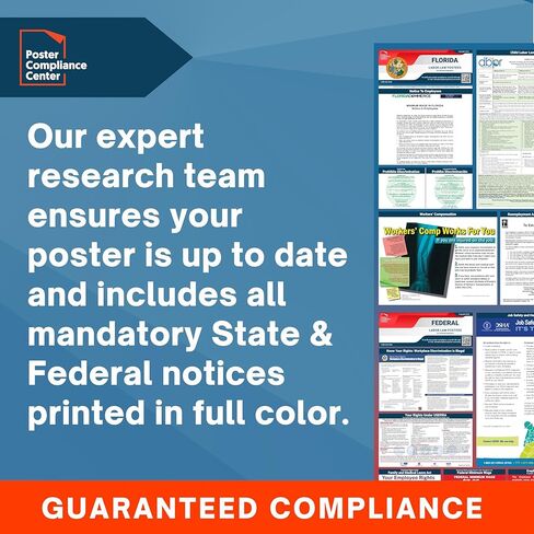 ملصقات قانون العمل 2024 - ملصق قانون العمل في فلوريدا، اتحادي، متوافق مع إدارة السلامة والصحة المهنية، دقيق ومحدث، يتضمن تحديثات يونيو، ملصق قانون العمل المصفح 2024 فلوريدا، 91.44 سم عرضًا × 60.96 سم ارتفاعًا (الإنجليزية) in Kuwait