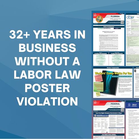 ملصقات قانون العمل 2024 - ملصق قانون العمل في فلوريدا، اتحادي، متوافق مع إدارة السلامة والصحة المهنية، دقيق ومحدث، يتضمن تحديثات يونيو، ملصق قانون العمل المصفح 2024 فلوريدا، 91.44 سم عرضًا × 60.96 سم ارتفاعًا (الإنجليزية) in Kuwait