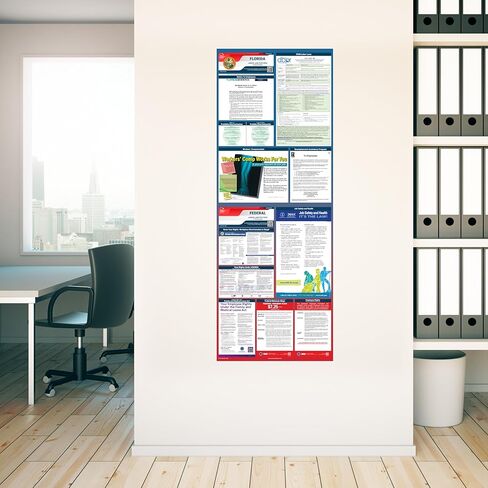 ملصقات قانون العمل 2024 - ملصق قانون العمل في فلوريدا، اتحادي، متوافق مع إدارة السلامة والصحة المهنية، دقيق ومحدث، يتضمن تحديثات يونيو، ملصق قانون العمل المصفح 2024 فلوريدا، 91.44 سم عرضًا × 60.96 سم ارتفاعًا (الإنجليزية) in Kuwait