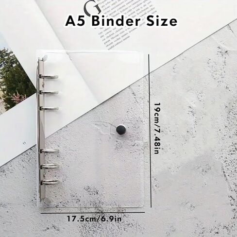 A5 دفتر Notebook Binder photocard ، شفافة ورقة المنظم الشفافة منظم الموثق 6 مخطط رنين الميزانية مع سلسلة مرنة (شفافة) in Kuwait