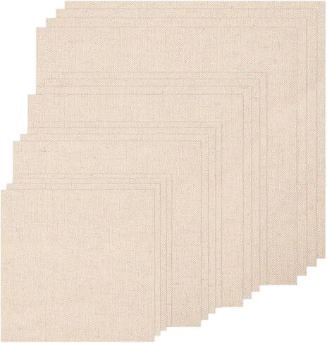 16 PCS Embroidery Fabric, Pre-Cut Beige Natural Linen Needlework Embroidery Cloth Fabric, 4 Different Sizes 5.9 to 11.8inch, Embroidery Cloth Squares for Embroidery Garment Craft in Kuwait
