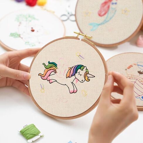 16 PCS Embroidery Fabric, Pre-Cut Beige Natural Linen Needlework Embroidery Cloth Fabric, 4 Different Sizes 5.9 to 11.8inch, Embroidery Cloth Squares for Embroidery Garment Craft in Kuwait